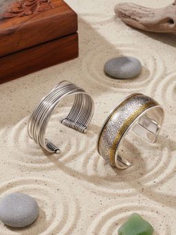 Niska - Silver Oxidized Bracelet Cuffs (Pack of 2)