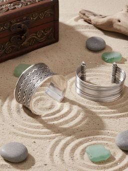 Niska - Silver Oxidized Bracelet Cuffs (Pack of 2)