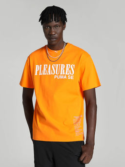 Puma - x PLEASURES Typography Men Orange T-Shirt
