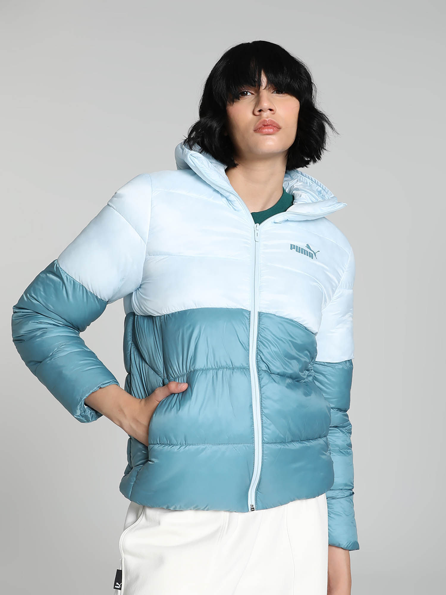 Buy Puma Colorblock Women Blue Jacket Online