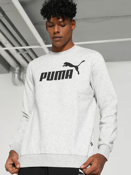 Puma - Essentials Big Logo Crew FL Men Grey Sweatshirt