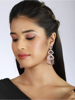 Aatmana - Rose Gold Plated and Blue Contemporary Floral Drop Earrings