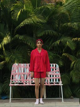 Naav - Womens Red Checked Cotton Nightsuit