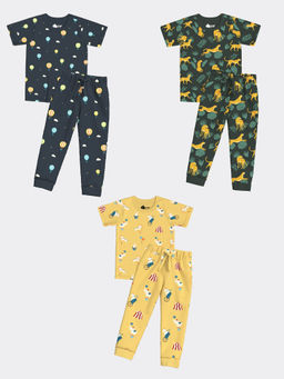 Orange Sugar - Cheetah, Hot Air & Circus T-Shirt & Joggers (Pack of 3)