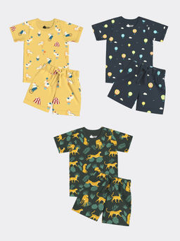 Orange Sugar - Cheetah, Hot Air & Circus T-Shirt & Shorts (Pack of 3)