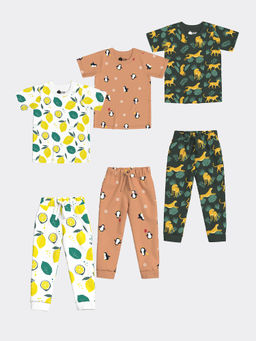 Orange Sugar - Cheetah, Lemon & Penguin Chill T-Shirt & Joggers (Pack of 3)