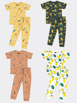 Orange Sugar - Circus, Lemon, Penguin Chill & Cheetah T-Shirt & Joggers (Pack of 4)