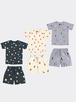 Orange Sugar - Oranges, Penguin & Hot Air T-Shirt & Shorts (Pack of 3)