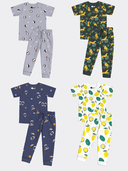 Orange Sugar - Space, Lemon, Penguin & Cheetah T-Shirt & Joggers (Pack of 4)