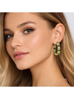 Blysk Jewels - Green Stone Hoop Earrings