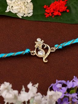 Estele - Gold Plated Auspicious Om Rakhi With Austrian Crystals & Thread