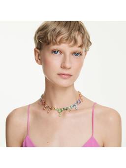 SWAROVSKI - Gema Necklace Mixed Cuts Dangling Crystals Multicolored 18K Gold Finish