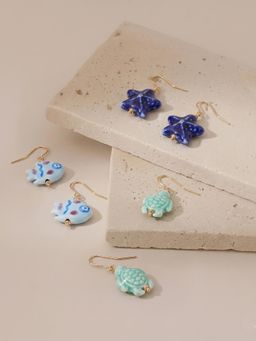 Accessorize London - Women Sea Life Ceramic Drop Earrings (Pack Of 3)