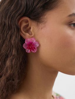 Accessorize London - Women Beaded Hibiscus Stud Earrings