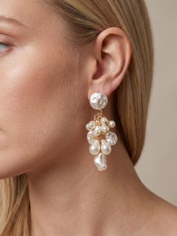 Accessorize London - Women Pearl Cluster Drop Earrings