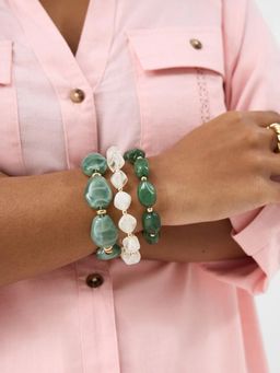 Accessorize London - Women Resin Bead Stretch Bracelets (Pack Of 3)