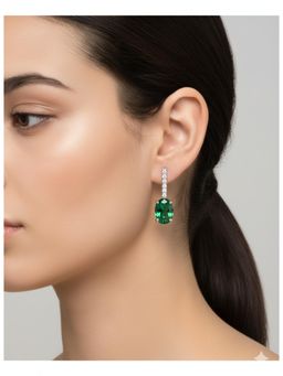 RACHIVA - 925 Sterling Silver Emerald Drop Earrings Green Zircon for Women