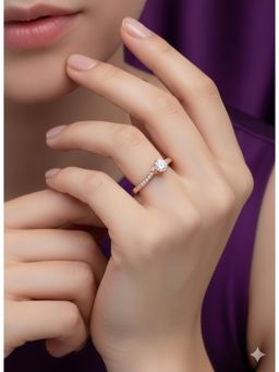 RACHIVA - 925 Sterling Silver Adjustable White Solitaire Band Ring Round Zircon