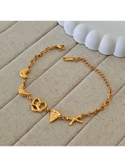 TAAHIRA JEWELLERY - 18K Gold Plated Bagel Charm Bracelet Anti-Tarnish & Waterproof