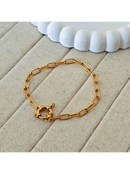 TAAHIRA JEWELLERY - 18K Gold Plated Multilink Charm Lock Bracelet Anti-Tarnish & Waterproof