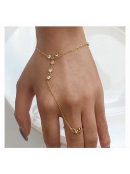 TAAHIRA JEWELLERY - 18K Gold Plated Zoe Bead Hathphool Anti-Tarnish And Waterproof
