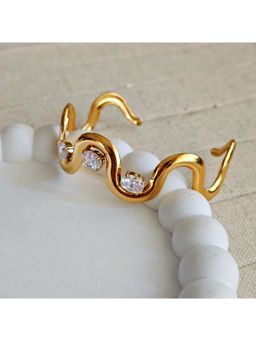 TAAHIRA JEWELLERY - 18K Gold Plated Nola Twisted Zircon Cuff - Anti-Tarnish And Waterproof