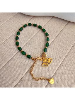 TAAHIRA JEWELLERY - 18K Gold Plated Christmas Green Bead Bracelet Anti-Tarnish And Waterproof