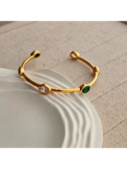 TAAHIRA JEWELLERY - 18K Gold Plated Tamara Green Stone Cuff Anti-Tarnish & Waterproof