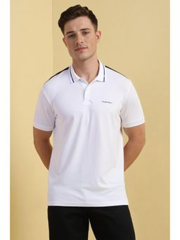 Allen Solly - Men White Colorblock Collar Neck Polo T-Shirt
