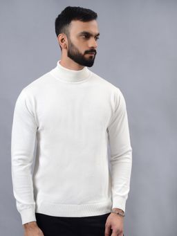 JadeBlue - Mens Slim Fit White Cotton Winter Sweater