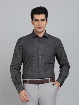 JadeBlue - Regular Fit Checks Black Cotton Formal Shirt