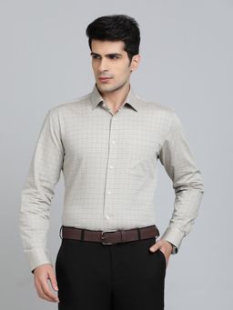 JadeBlue - Regular Fit Checks Grey Cotton Formal Shirt