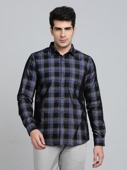 JadeBlue - Slim Fit Checks Blue Blended Casual Shirt