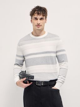 The Bear House - Mens Cotton Stripes Regular Fit Sweater