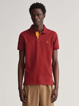 GANT - Men Maroon Solid Regular Fit Polo T-Shirt