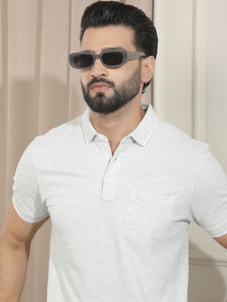 CRIMSOUNE CLUB - Men's Grey Melange Polo T-shirt