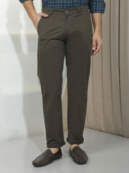 CRIMSOUNE CLUB - Mens Grey Straight Stretchable Trousers