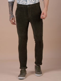 CRIMSOUNE CLUB - Men Olive Printed Corduroy Trouser