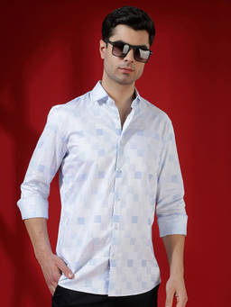 CRIMSOUNE CLUB - Blue Cotton Full Sleeves Shirt
