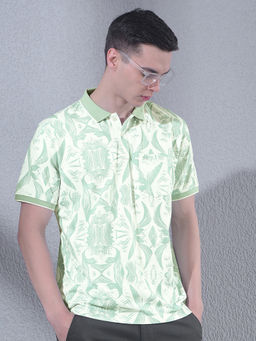 CRIMSOUNE CLUB - Men Blue Printed Polo T-Shirt