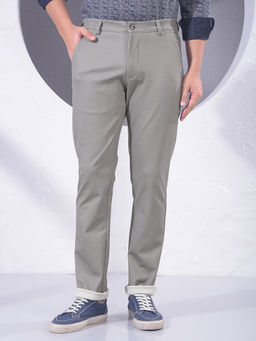 CRIMSOUNE CLUB - Men Grey Polyester Blend Solid Slim Pant