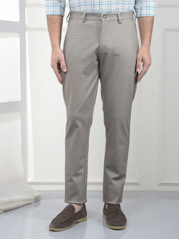 CRIMSOUNE CLUB - Men Grey Polyester Blend Self Design Slim Pant