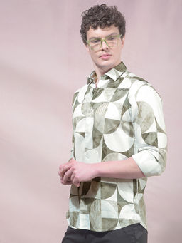 CRIMSOUNE CLUB - Men Green Printed Shirt