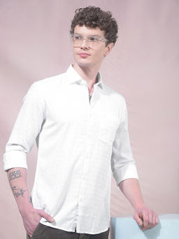 CRIMSOUNE CLUB - Men White Jacquard Shirt