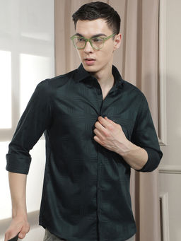 CRIMSOUNE CLUB - Men's Green Jacquard Shirt