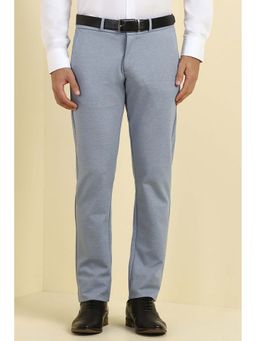 Allen Solly - Men Light Blue Textured Formal Trousers