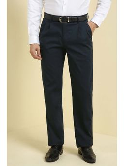 Allen Solly - Men Navy Regular Fit Solid Formal Trousers
