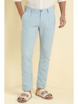 Allen Solly - Men Light Blue Textured Casual Trousers