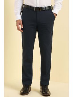 Allen Solly - Men Navy Blue Solid Formal Trousers