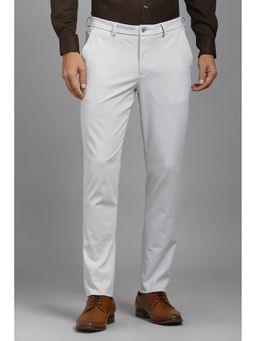 Louis Philippe - Men Grey Solid Flat Front Formal Trousers